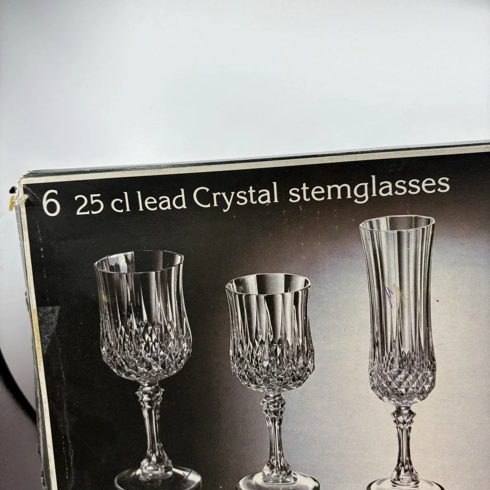 Cristal d'Arques Durand Stemglasses Lead Crystal 25 cl 6 Longchamp No‎ 2 Vintage